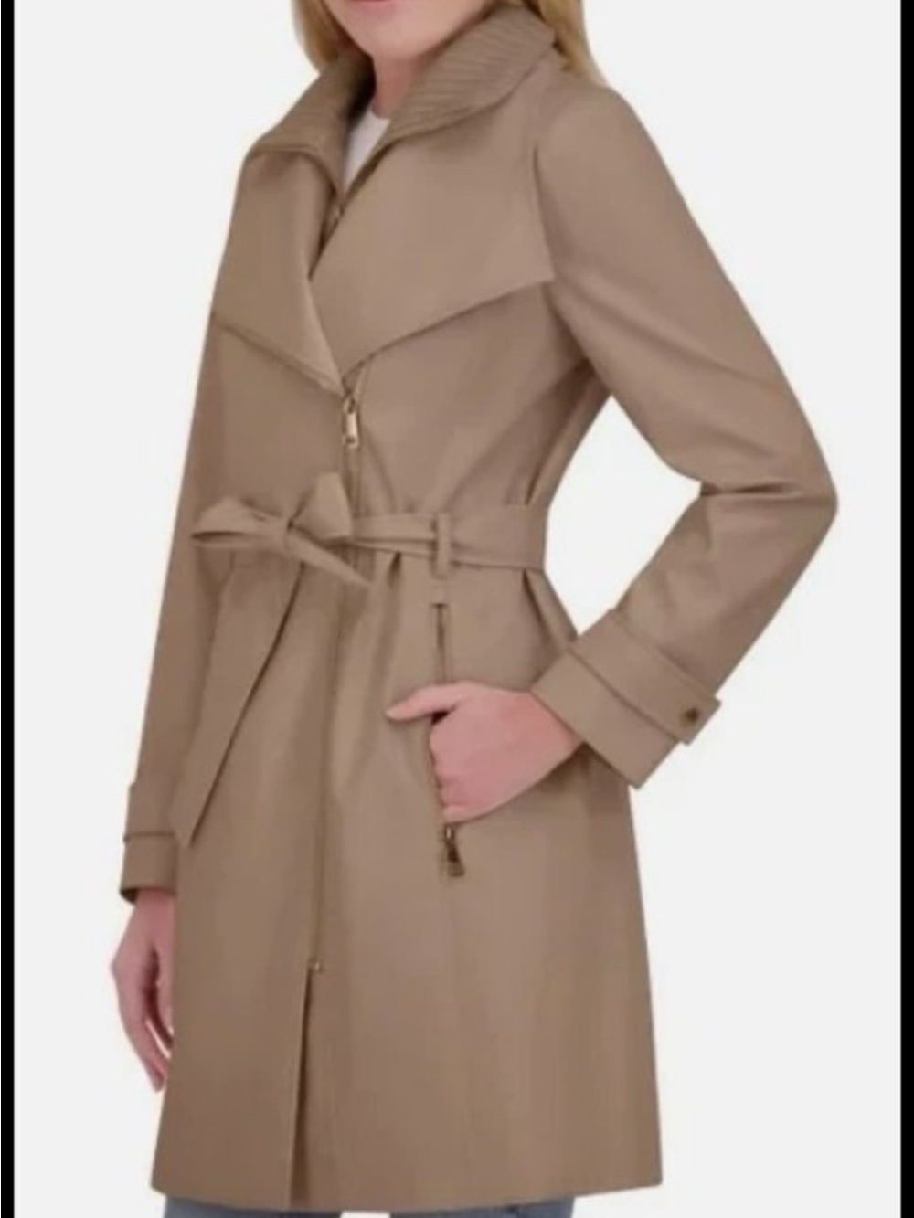 Halston Heritage Taupe Belted Trench Coat